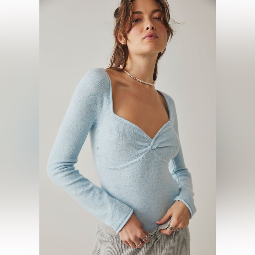 Free People Twist Front Sweater Long Sleeve Bodysuit